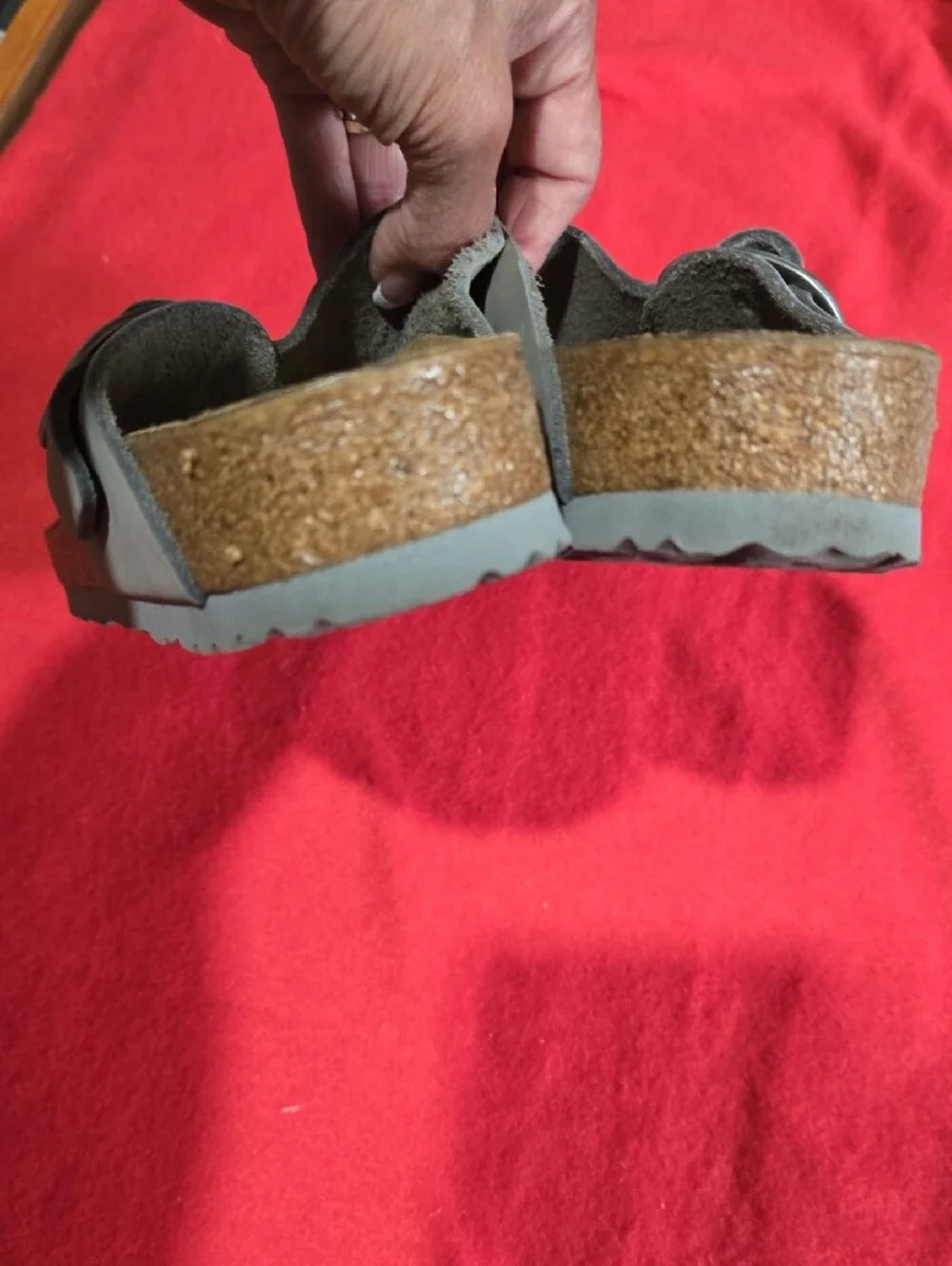 Birkenstock Gray Suede Adjustable Buckle Clog Sandal - Picture 9 of 9